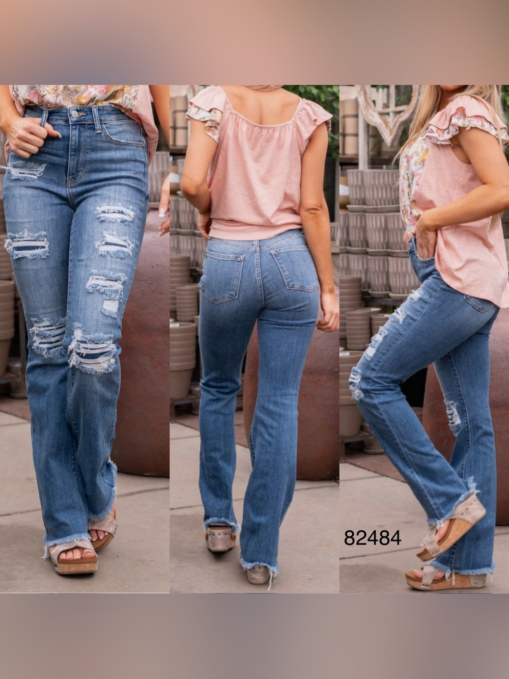 Women’s Light Blue Distressed bootcut Jeans